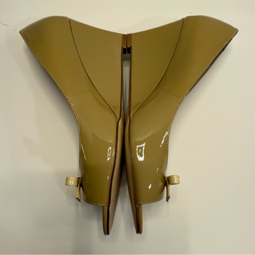 Kate Spade Nude Patent Bow Peep Toe Wedges Size 6 - Picture 10 of 10